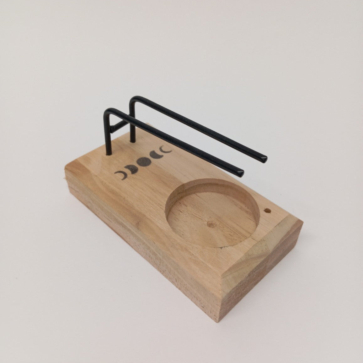 Quemador de Palo Santo Artesanal en Madera con Porta Incienso y Símbolos Espirituales