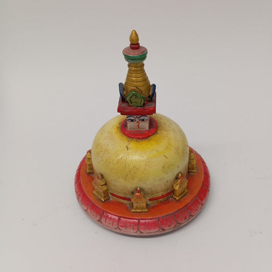 Estupa tibetana decorativa de madera pintada a mano 19 cm