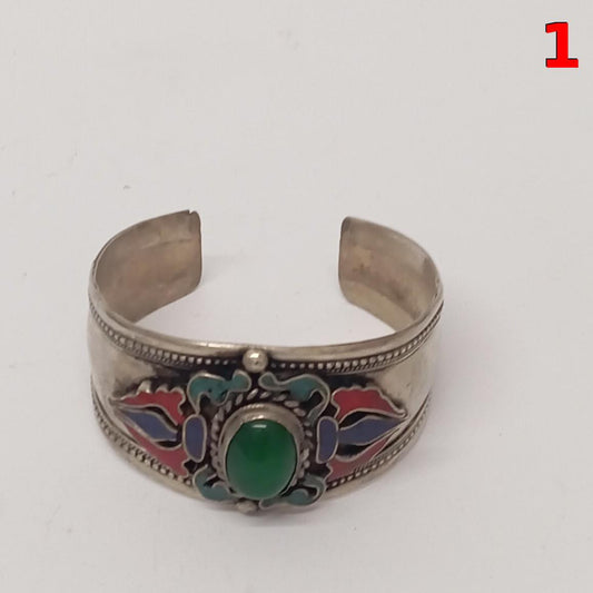 Pulsera artesanal de alpaca natural – Ajustable , ancho 4 cm