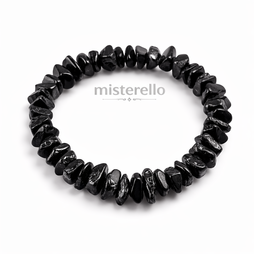 Pulsera Chip Turmalina Negra Elástica – Piedra Natural