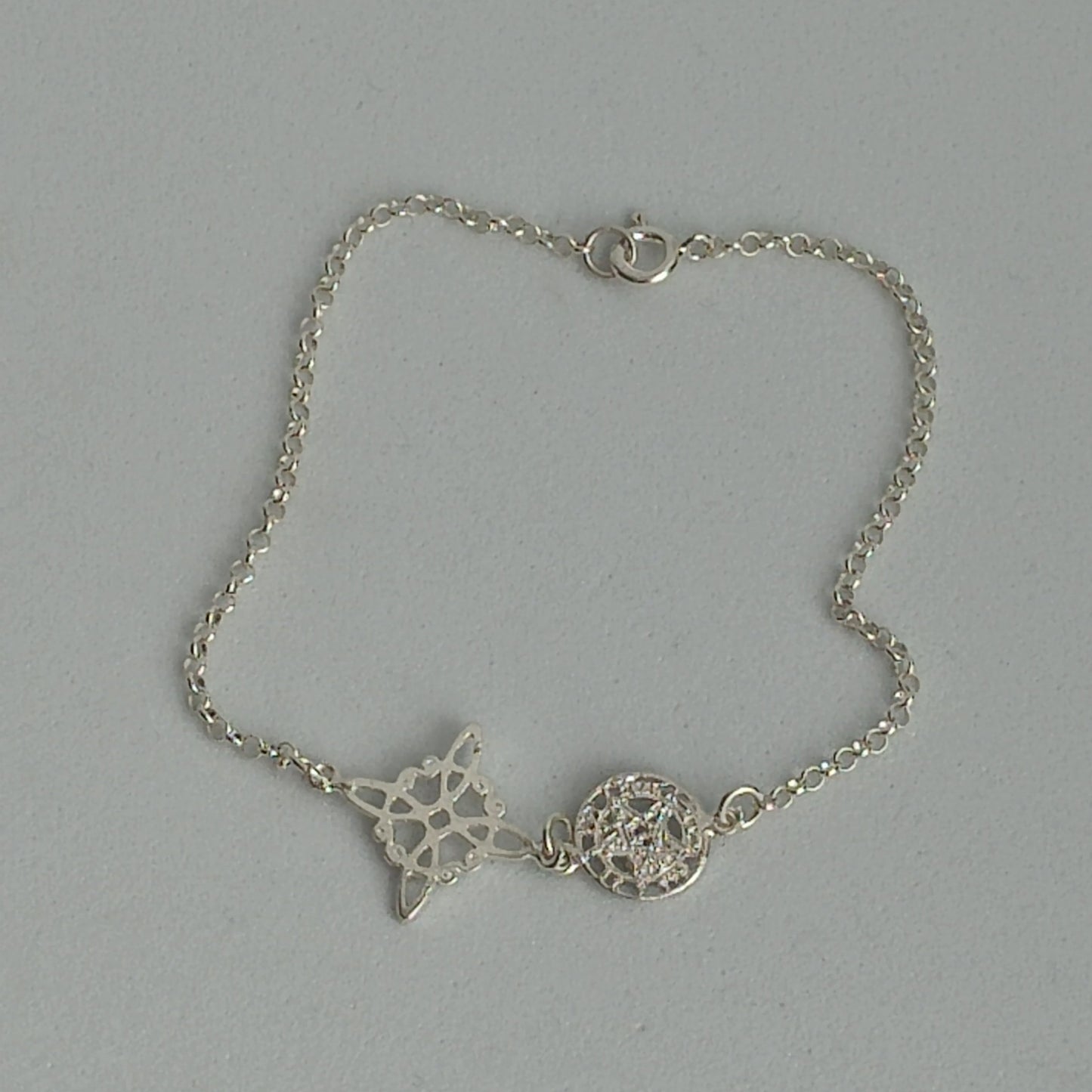 Pulsera Plata 925 doble Protección Nudo Bruja + Tetragrámaton , Ajustable