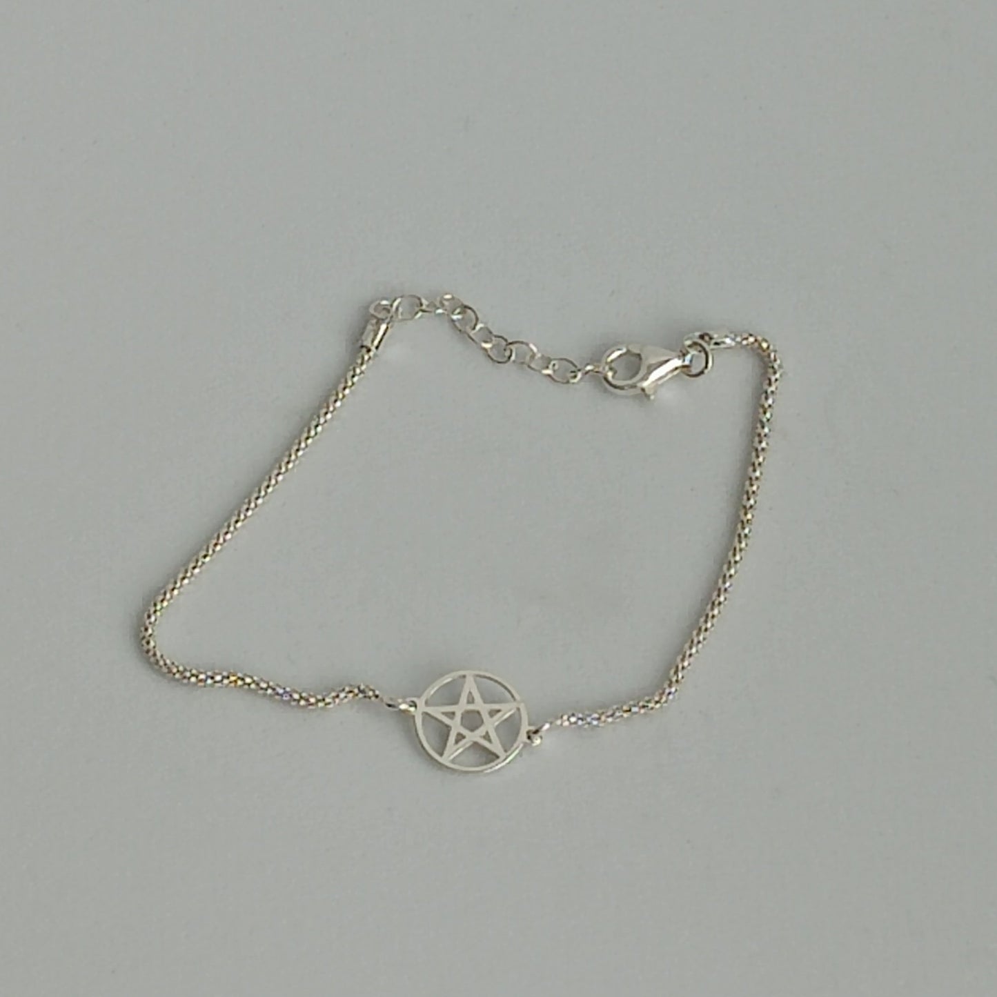 Pulsera Plata 925 Pentagrama , Ayustable