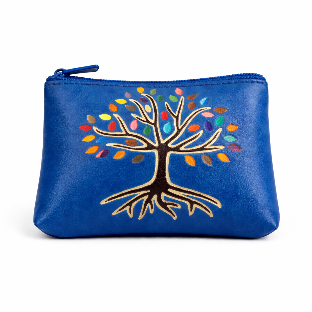 Monedero de Piel Árbol de la Vida – Diseño Artesanal en Colores (4 Modelos)