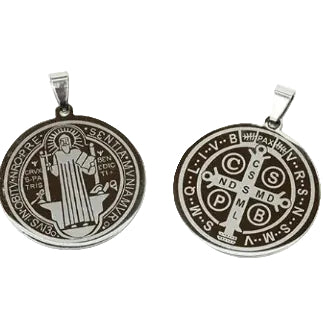 Colgante de acero medalla de San Benito doble cara 3,5 cm