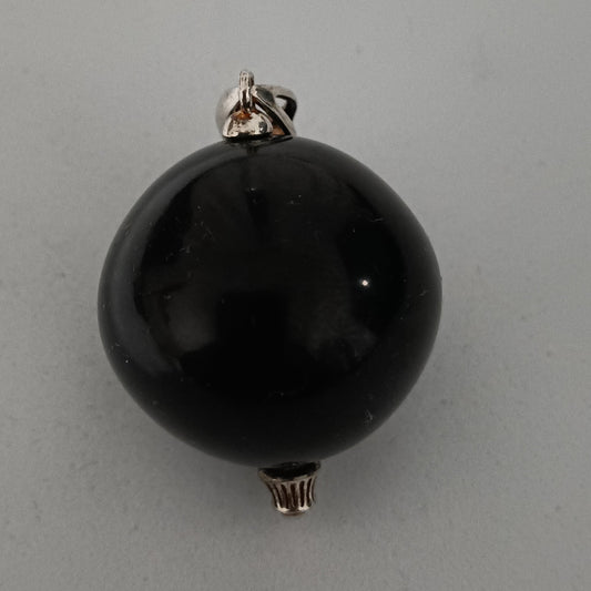 🖤 Colgante Bola de Azabache Natural con Plata 925 – 2,5 cm