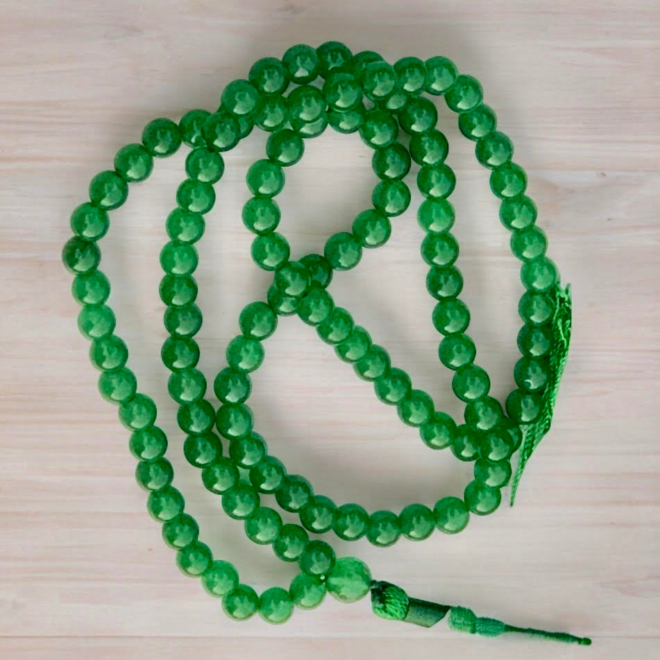 Mala - Japamala Tibetano de Cuarzo Verde Natural – 108 Cuentas – Armonía y Equilibrio