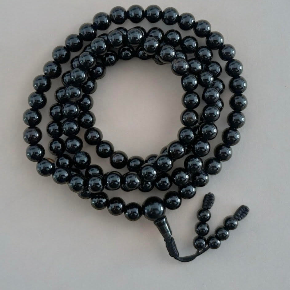 Mala- Japamala Tibetano de Turmalina Negra Natural – 108 Cuentas – Protección Energética