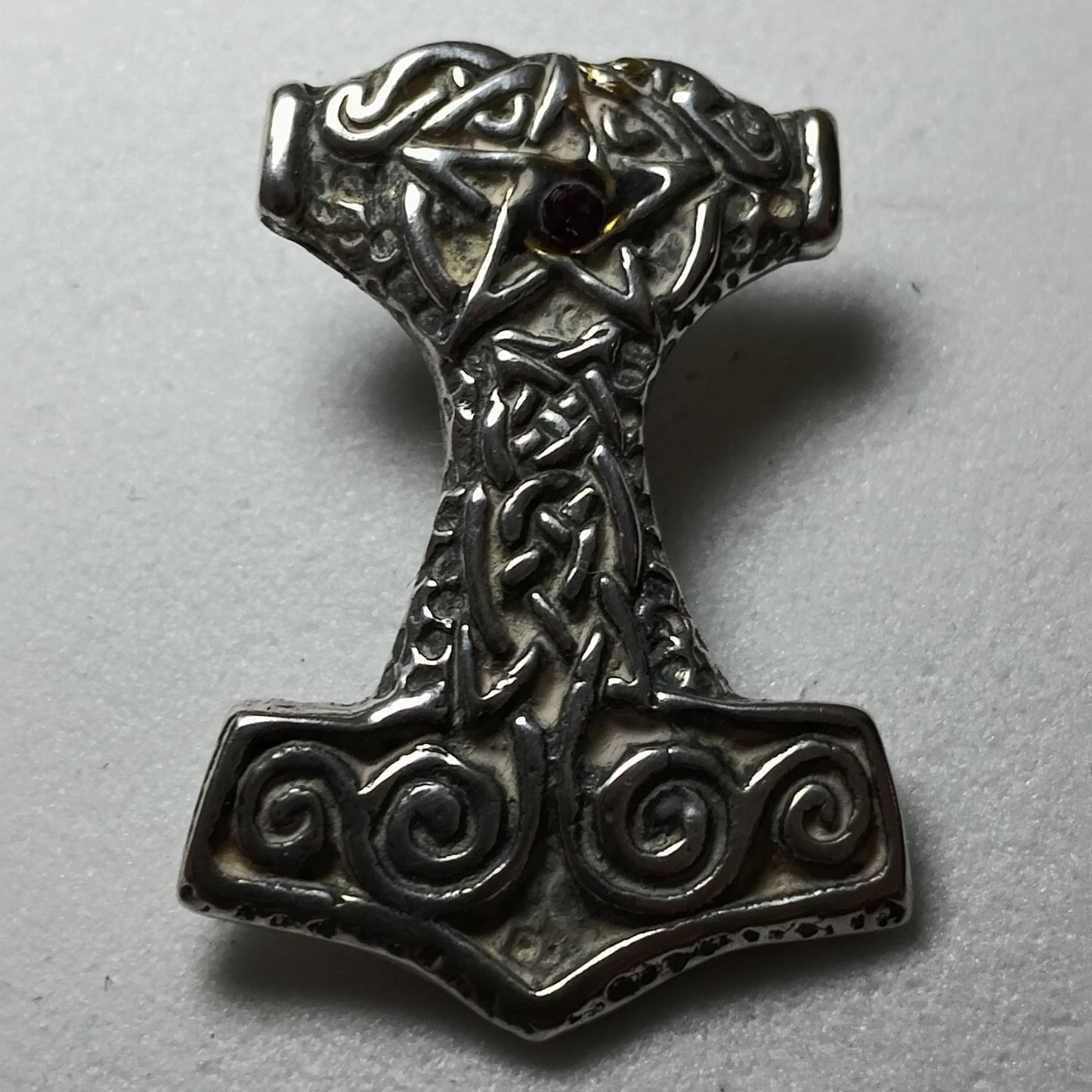 Colgante Martillo de Thor (Mjölnir) en Plata 925 con Pentagrama – 3 cm aprox.