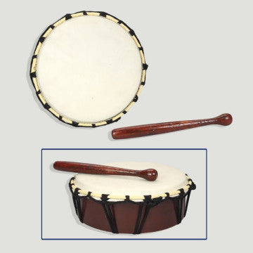 Tambor de mano con baqueta 20 cm | Instrumento chamánico de madera