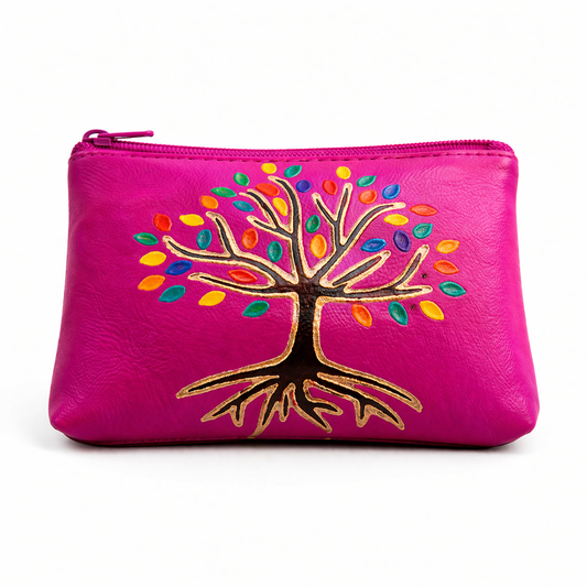Monedero de Piel Árbol de la Vida – Diseño Artesanal en Colores (4 Modelos)