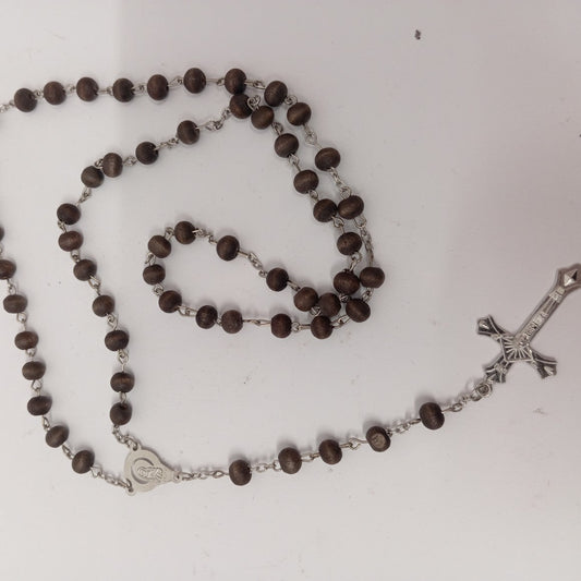Rosario artesanal de madera con cruz | Collar espiritual