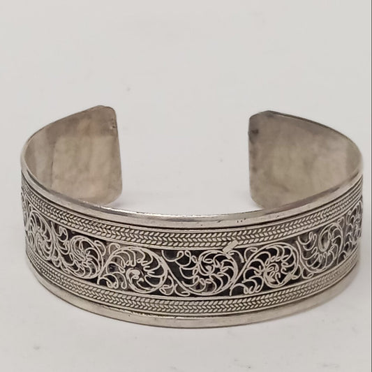 Pulsera  de alpaca calada estilo filigrana – 2 cm