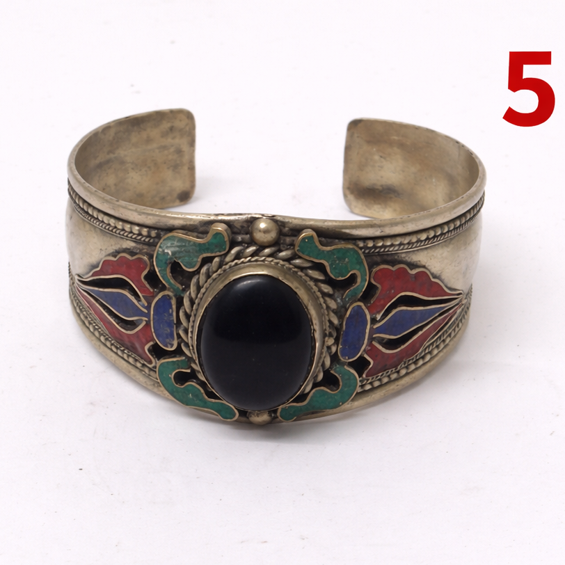 Pulsera artesanal de alpaca  natural – Ajustable  , ancho 4 cm