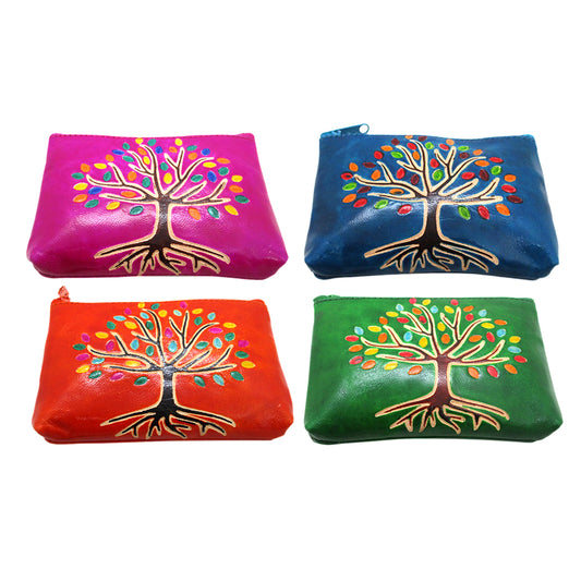 Monedero de Piel Árbol de la Vida – Diseño Artesanal en Colores (4 Modelos)