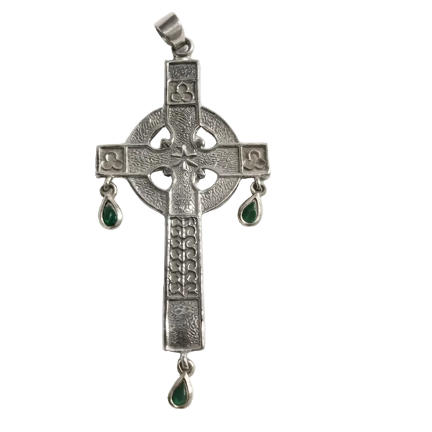 Colgante Cruz Celta en Plata 925 con Piedra – 2,5 cm aprox.