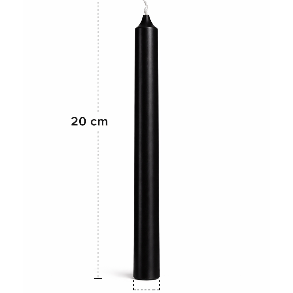 🖤 Vela Negra 20 cm x 1,5 cm – Color Macizo