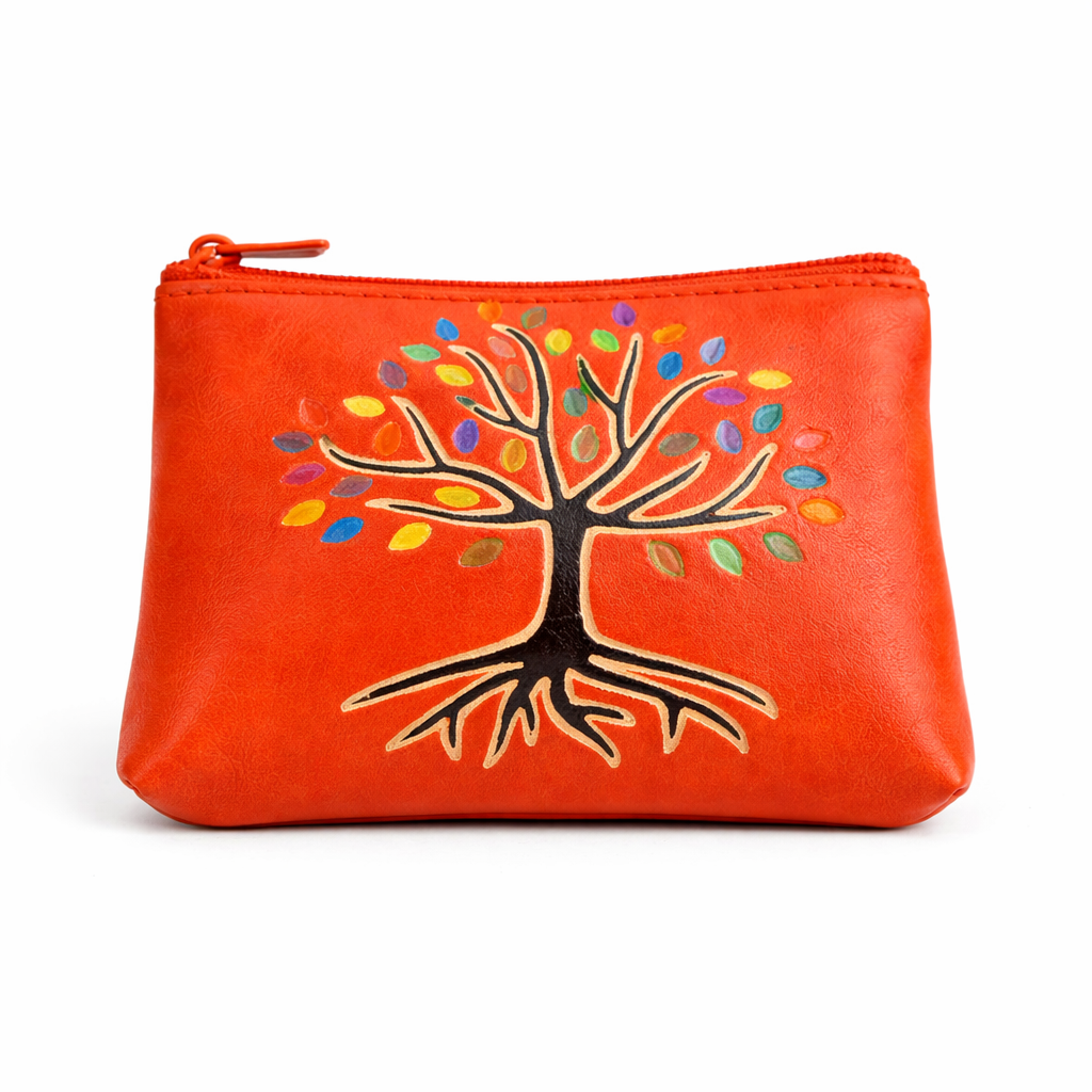 Monedero de Piel Árbol de la Vida – Diseño Artesanal en Colores (4 Modelos)