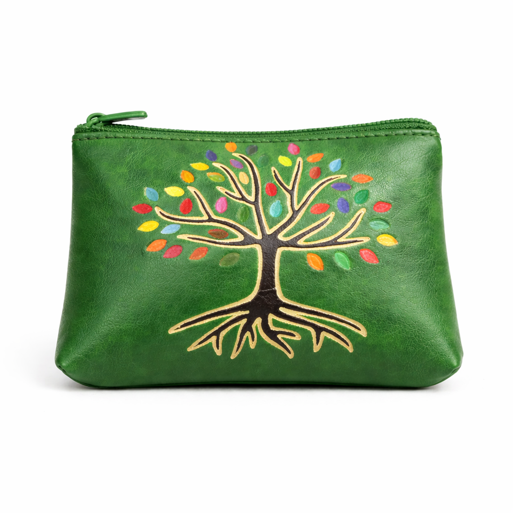 Monedero de Piel Árbol de la Vida – Diseño Artesanal en Colores (4 Modelos)