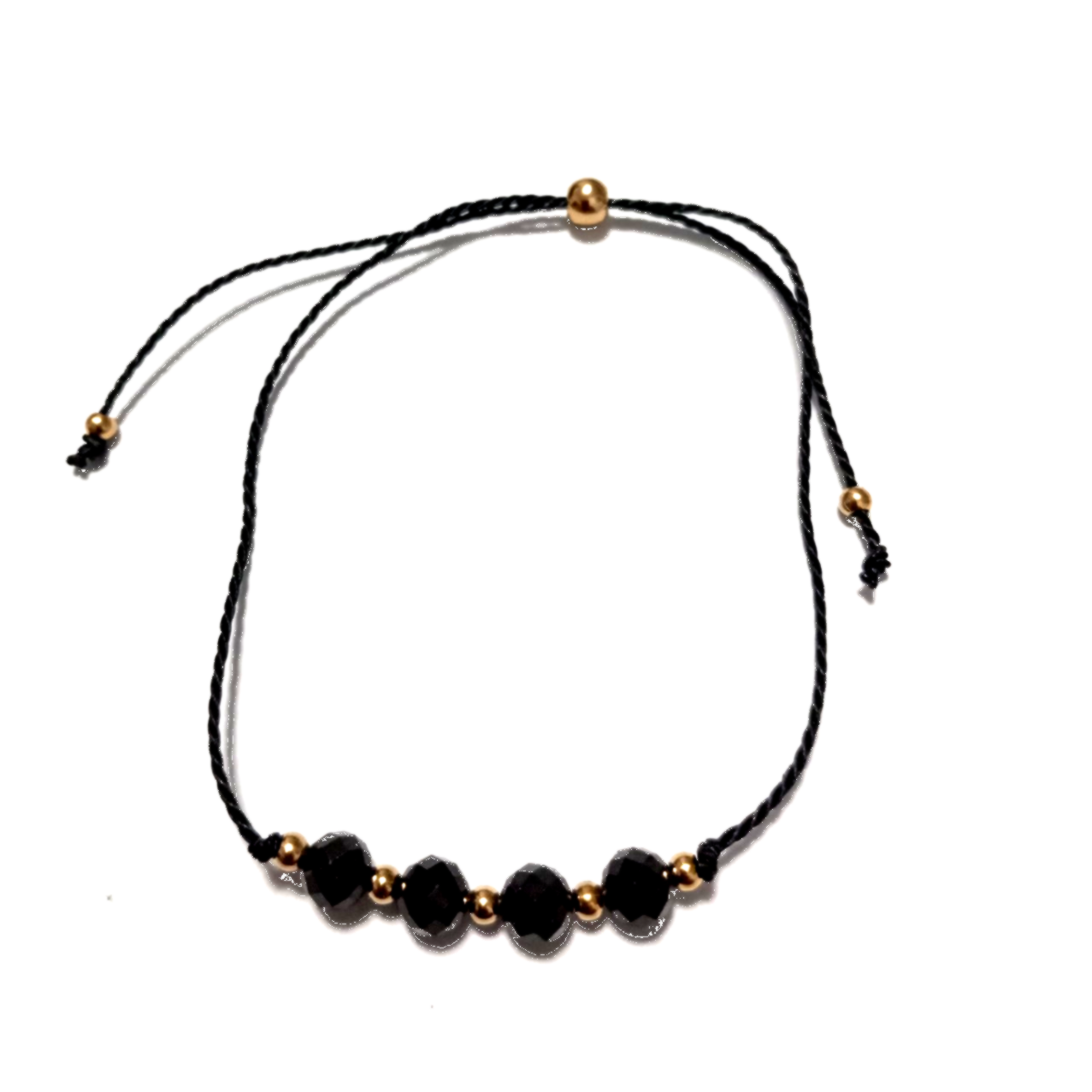 Pulsera de Turmalina Negra con Acero Dorado – Protección Energética – Ajustable