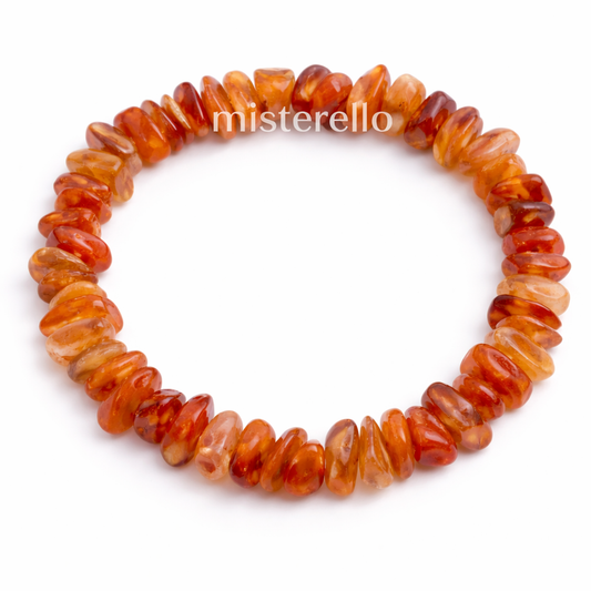 Pulsera Chip Elástica Carneola (Cornalina) – Mineral Natural