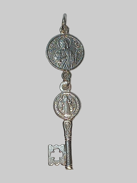 Colgante Plata 925  San Judas Tadeo - San Benito Protección Espiritual