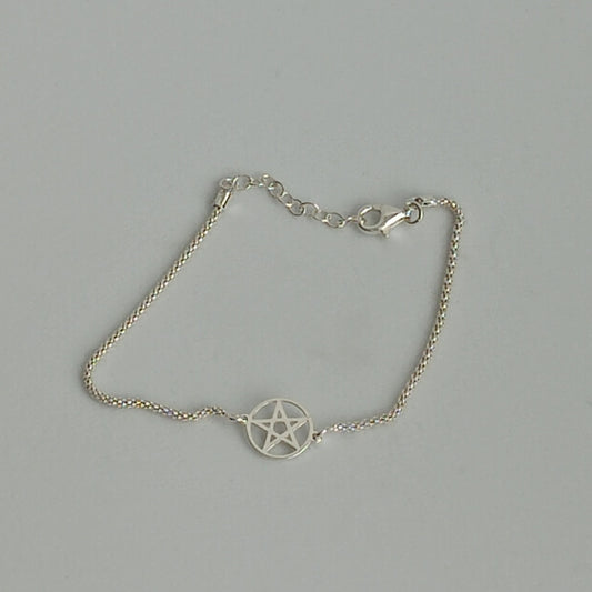 Pulsera Plata 925   Pentagrama , Ayustable