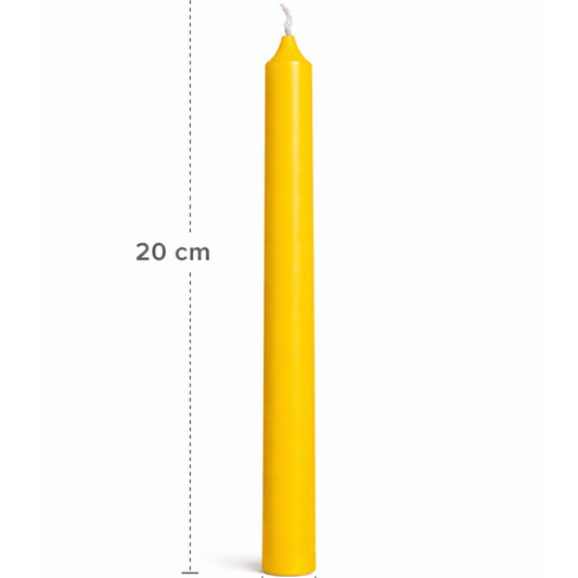 💛 Vela Amarilla 20 cm x 1,5 cm – Color Macizo
