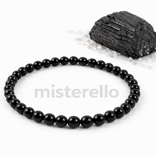 Pulsera Elástica de Turmalina Negra 6mm – Protección Energética