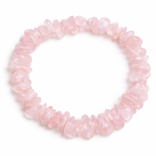Pulsera Chip Elástica Cuarzo Rosa – Mineral Natural