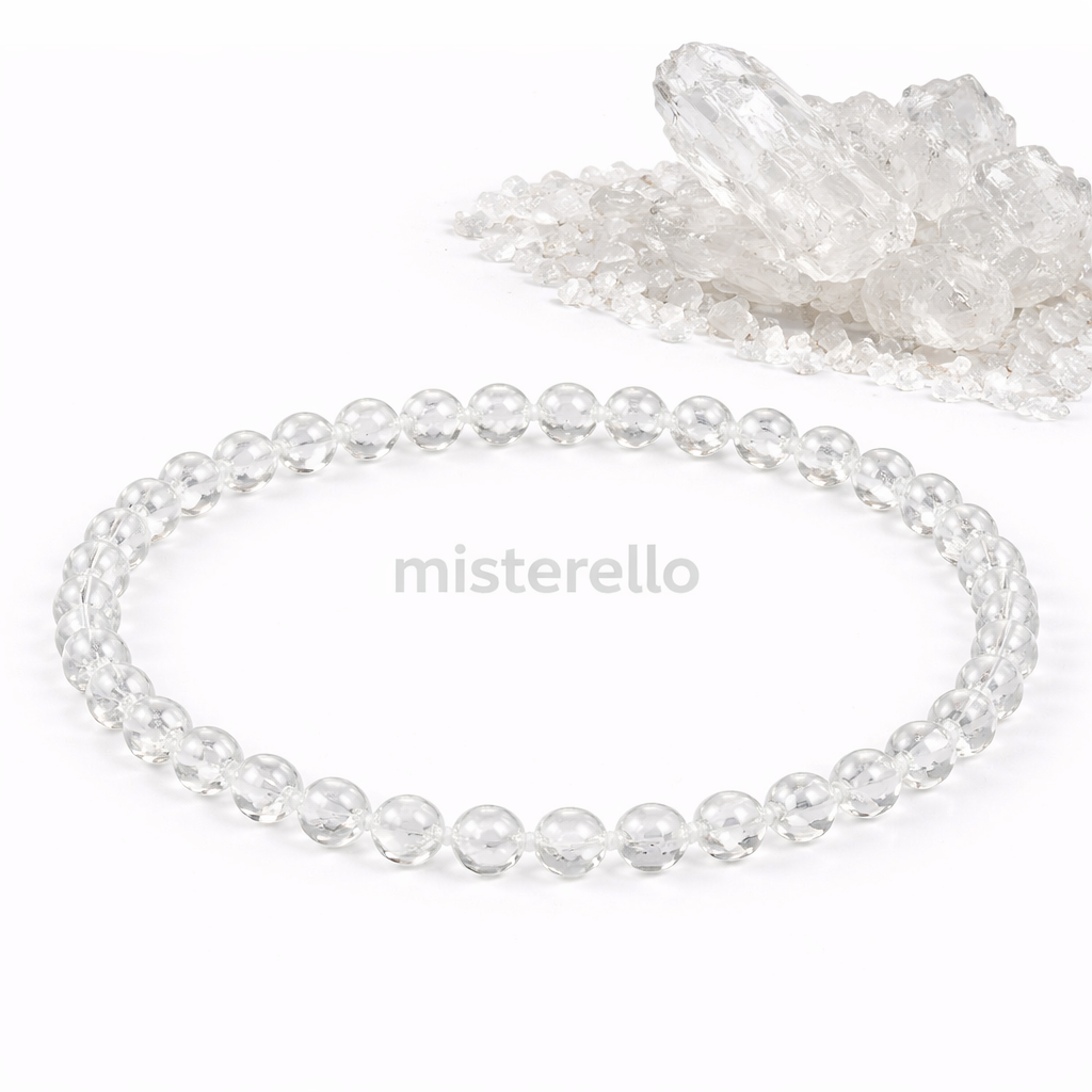 Pulsera Elástica de Cuarzo Cristal 4mm – Piedra Natural de Energía y Claridad