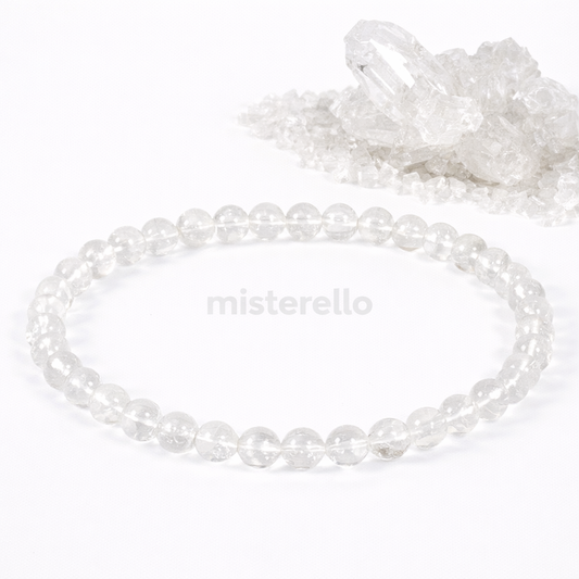 Pulsera Elástica de Cuarzo Cristal 6mm – Piedra Natural de Energía y Claridad