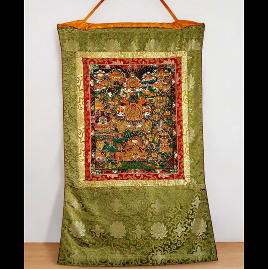 Thangka Tibetano de la Vida de Buda Shakyamuni – Arte Budista Tradicional