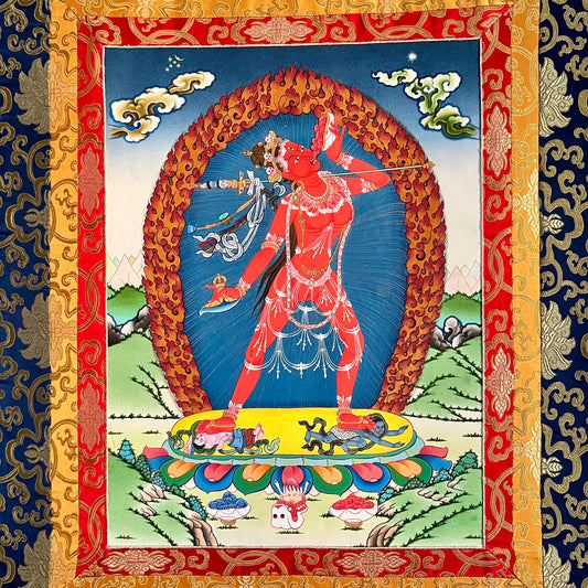 Thangka Tibetano de Vajrayogini – Deidad Tántrica de Transformación y Sabiduría