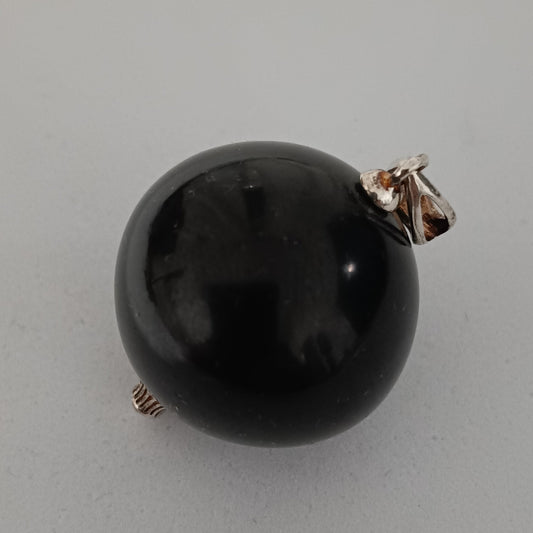 🖤 Colgante Bola de Azabache Natural con Plata 925 – 2,5 cm
