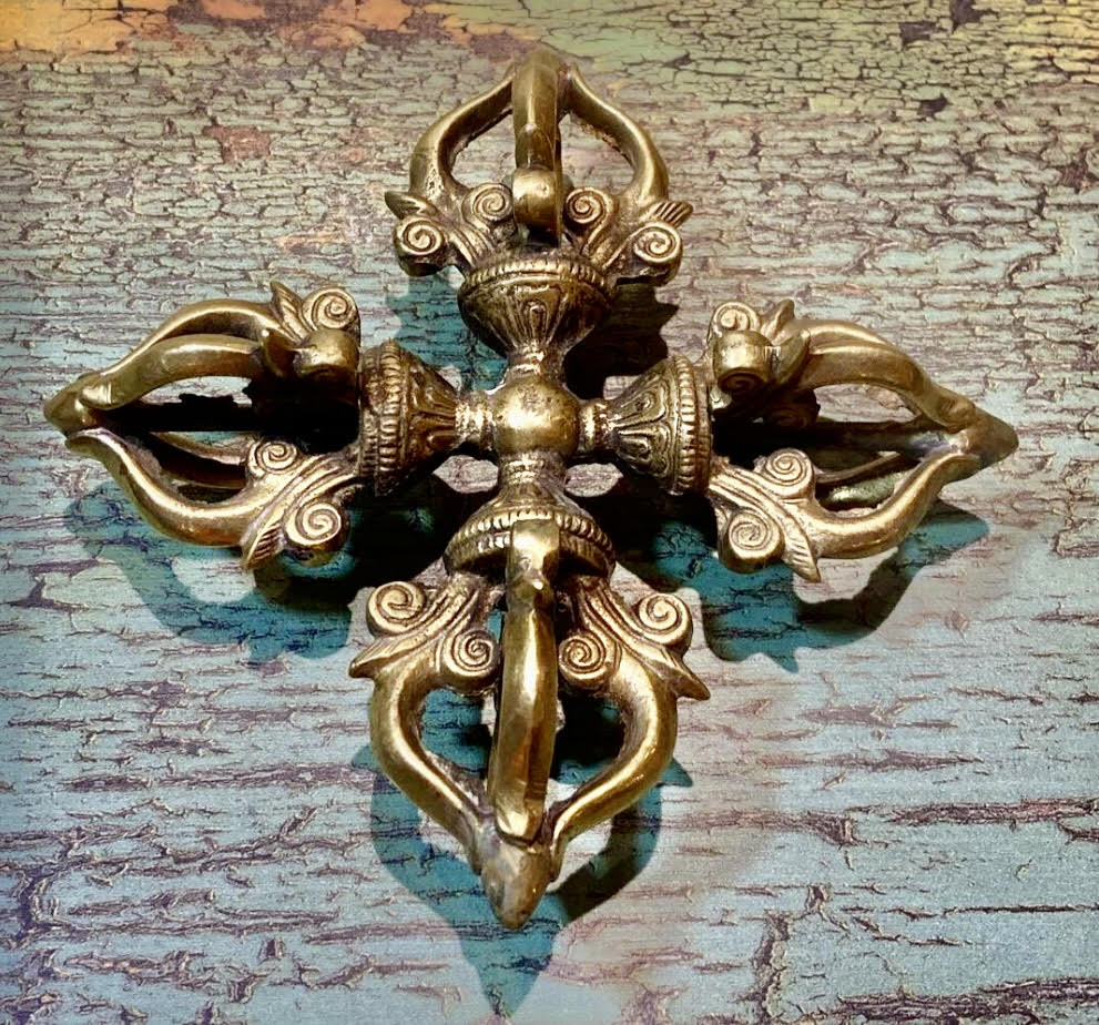 Dorje Tibetano 4 Puntas (Vajra Doble) – 16,5 cm – Símbolo de Protección y Poder Espiritual