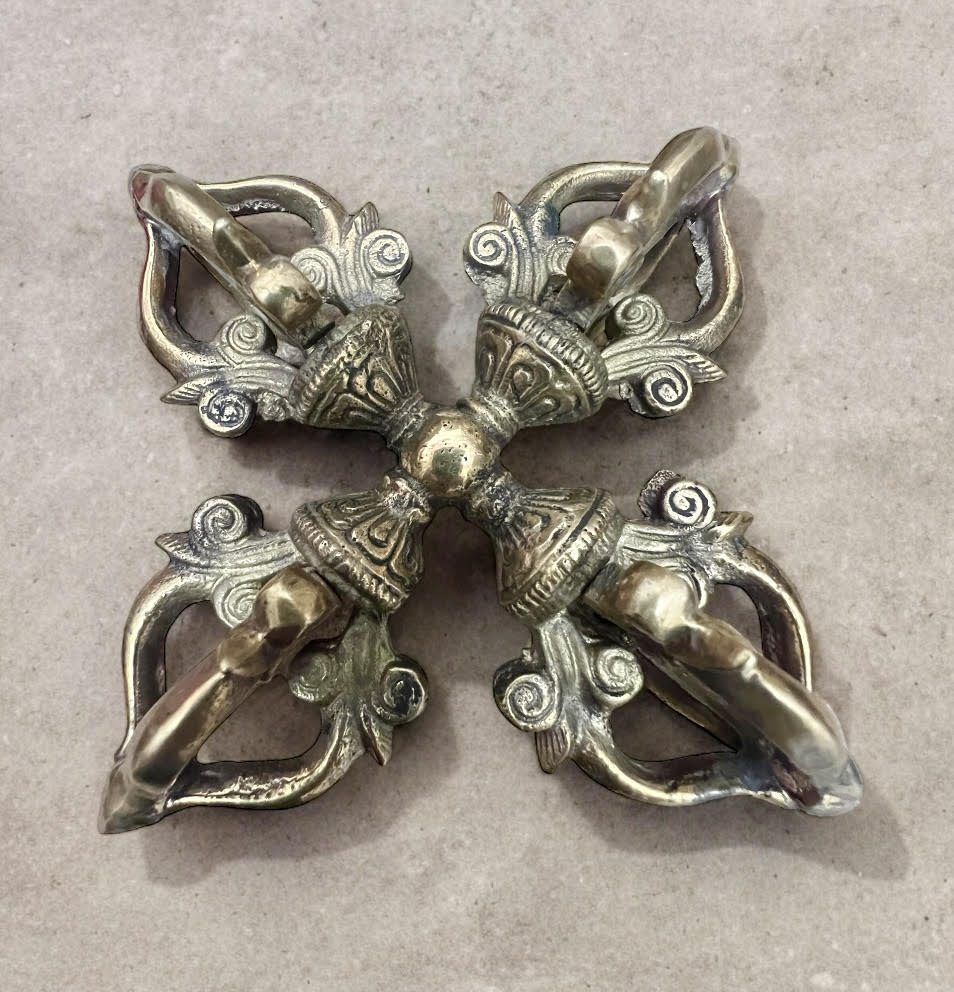 Dorje Tibetano 4 Puntas (Vajra Doble) – 16,5 cm – Símbolo de Protección y Poder Espiritual