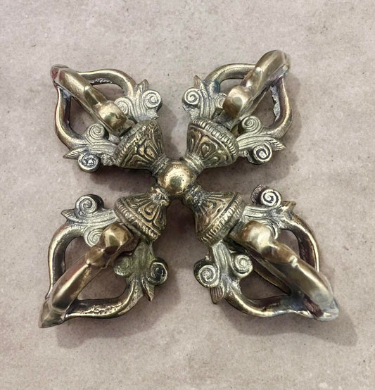 Dorje Tibetano 4 Puntas (Vajra Doble) – 16,5 cm – Símbolo de Protección y Poder Espiritual
