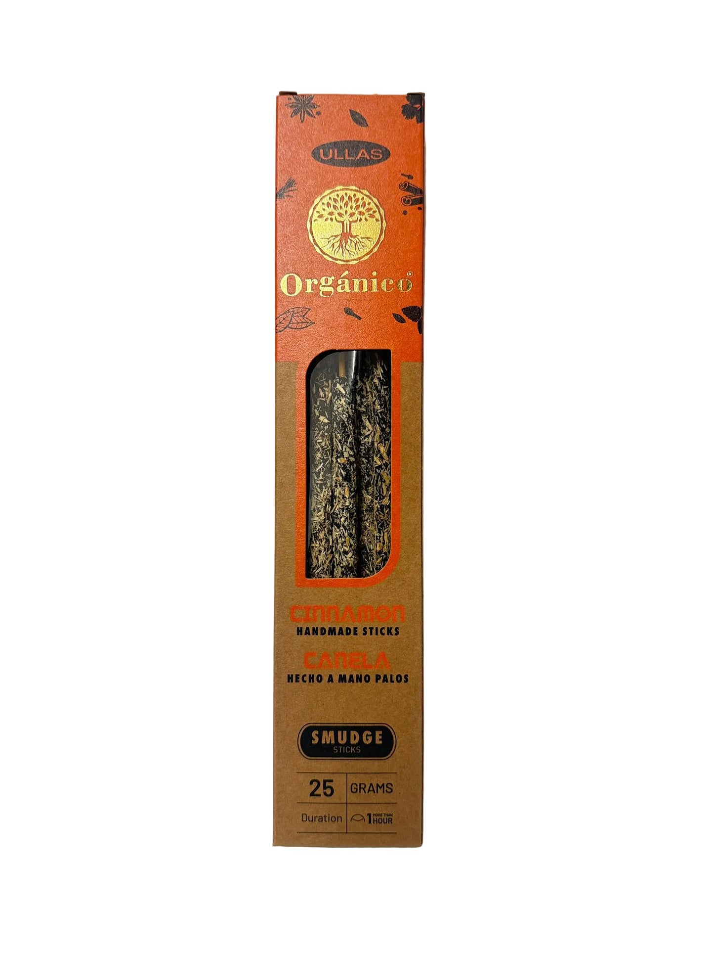 Incienso Natural Orgánico ULLAS – Canela (Cinnamon) – Atracción y Energía – 25g