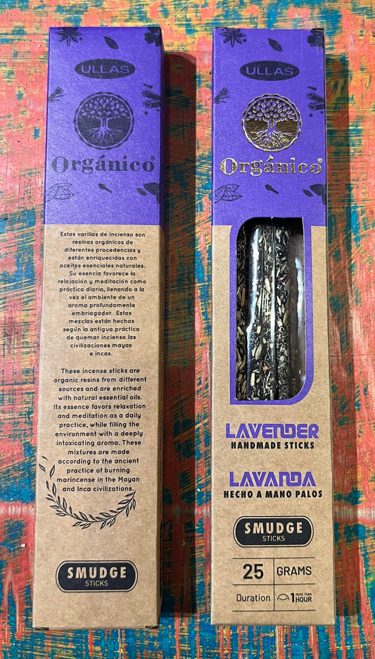 Incienso Natural Orgánico ULLAS – Lavanda – Relajación y Armonía – 25g
