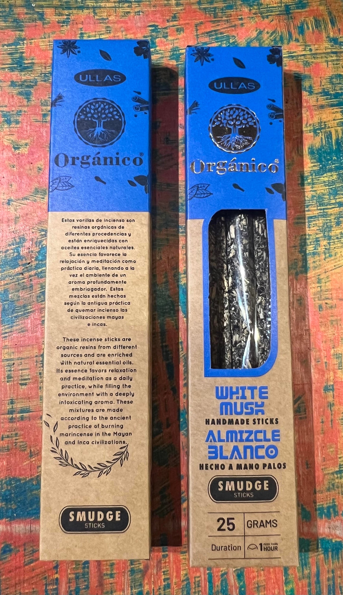 Incienso Natural Orgánico ULLAS – Almizcle Blanco (White Musk) – 25g – Hecho a Mano
