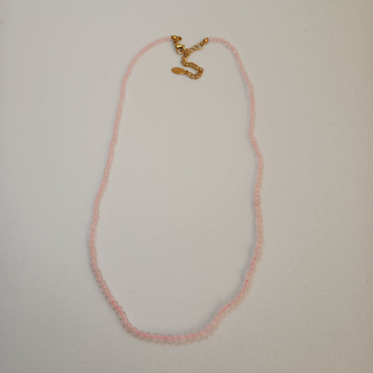 Collar de Cuarzo Rosa Facetado – Cierre de Acero Inoxidable – Amor y Armonía