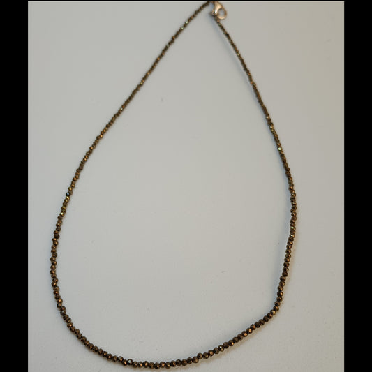 Collar de Pirita Facetada – Cierre de Plata – Prosperidad y Protección