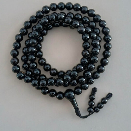Mala- Japamala Tibetano de Turmalina Negra Natural – 108 Cuentas – Protección Energética