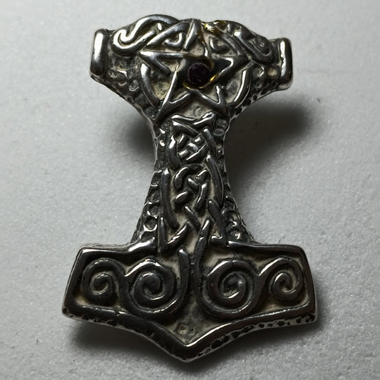 Colgante Martillo de Thor (Mjölnir) en Plata 925 con Pentagrama – 3 cm aprox.