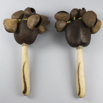 Maraca de coo y madera 23 cm | Instrumento artesanal espiritual