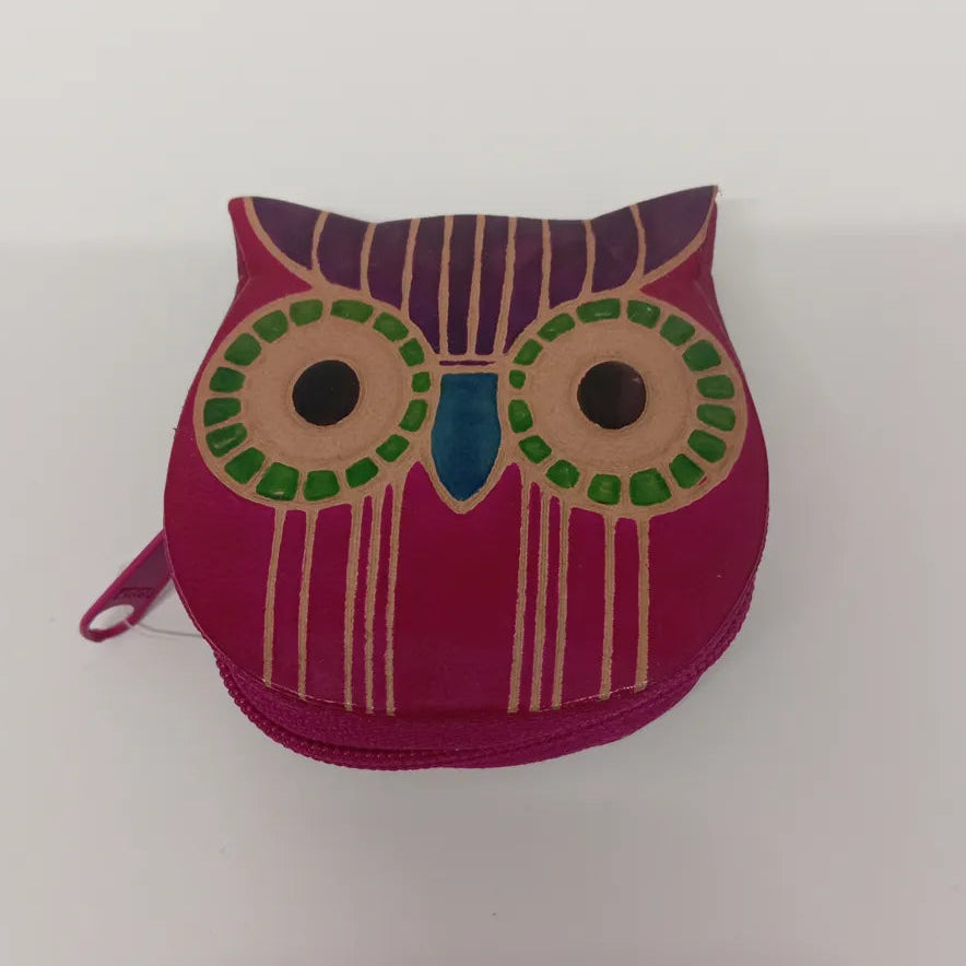 Monedero Búho de Cuero Artesanal – Amuleto de Sabiduría