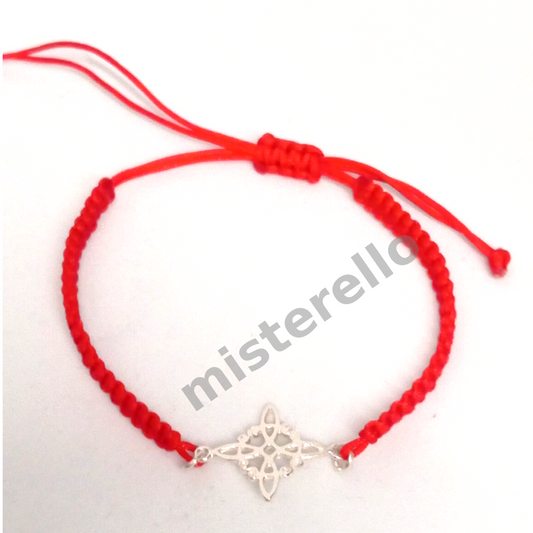 Pulsera Nudo de Bruja Macramé Roja con Plata – Amuleto de Protección