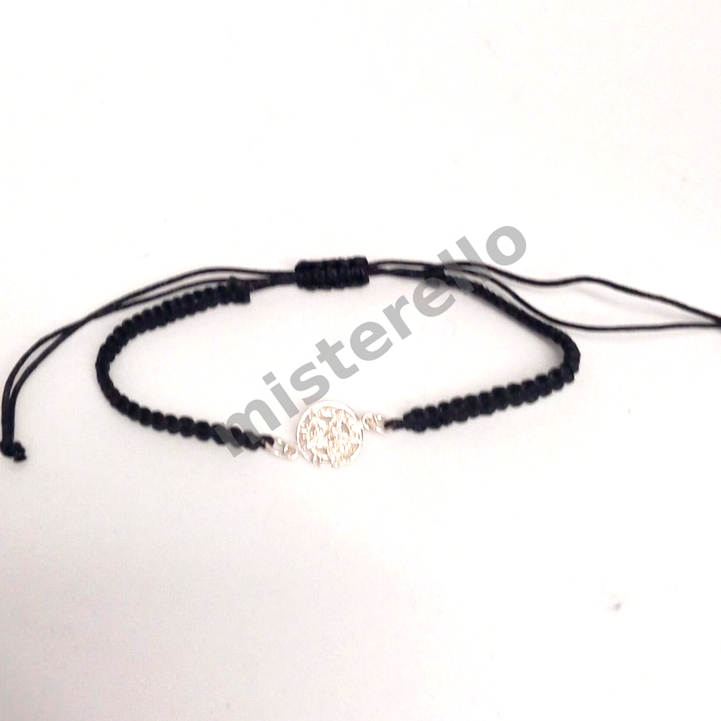 Pulsera Tetragramatón Macramé Negro con Plata – Amuleto de Protección